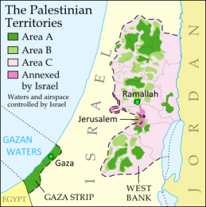 Israel and the Occupied Territories after the Oslo Accords - you will see the three different areas. Area A is under Palestinian civilian and security control. Area B is under Palestinian civilian control and under joint Israeli-Palestinian security control. Area C is under Israeli control. 